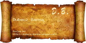 Dubecz Barna névjegykártya