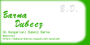 barna dubecz business card